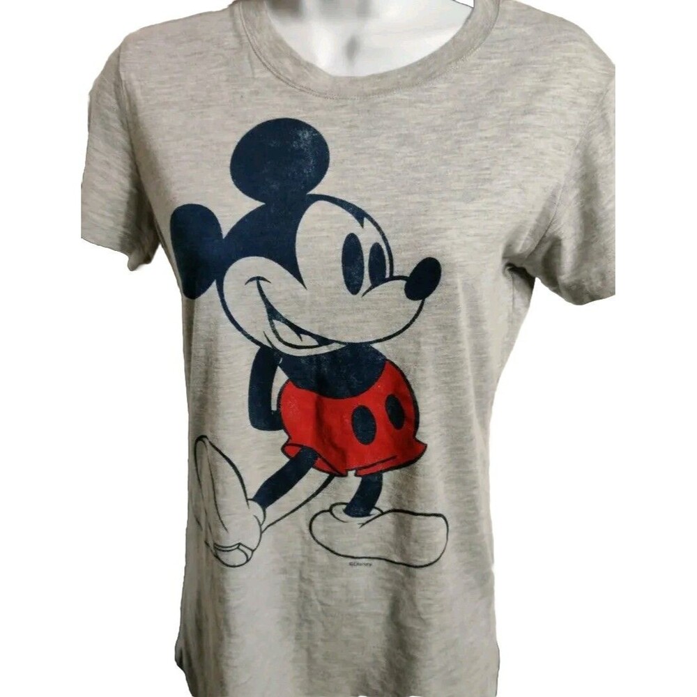 Disney T-Shirt Top Youth size XL (15/17) Gray Mickey Mouse Knit Short Sleeve